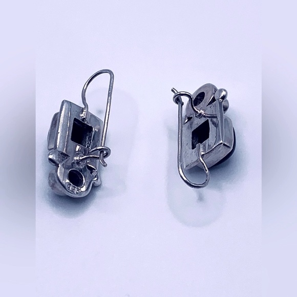 Silpada Vintage Rare Sterling Silver Onyx & Smoky Quartz Locking Wire Earrings - Picture 12 of 14